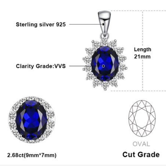 Princess Diana 2.6ct Blue Sapphire Pendant - Picture 5 of 5